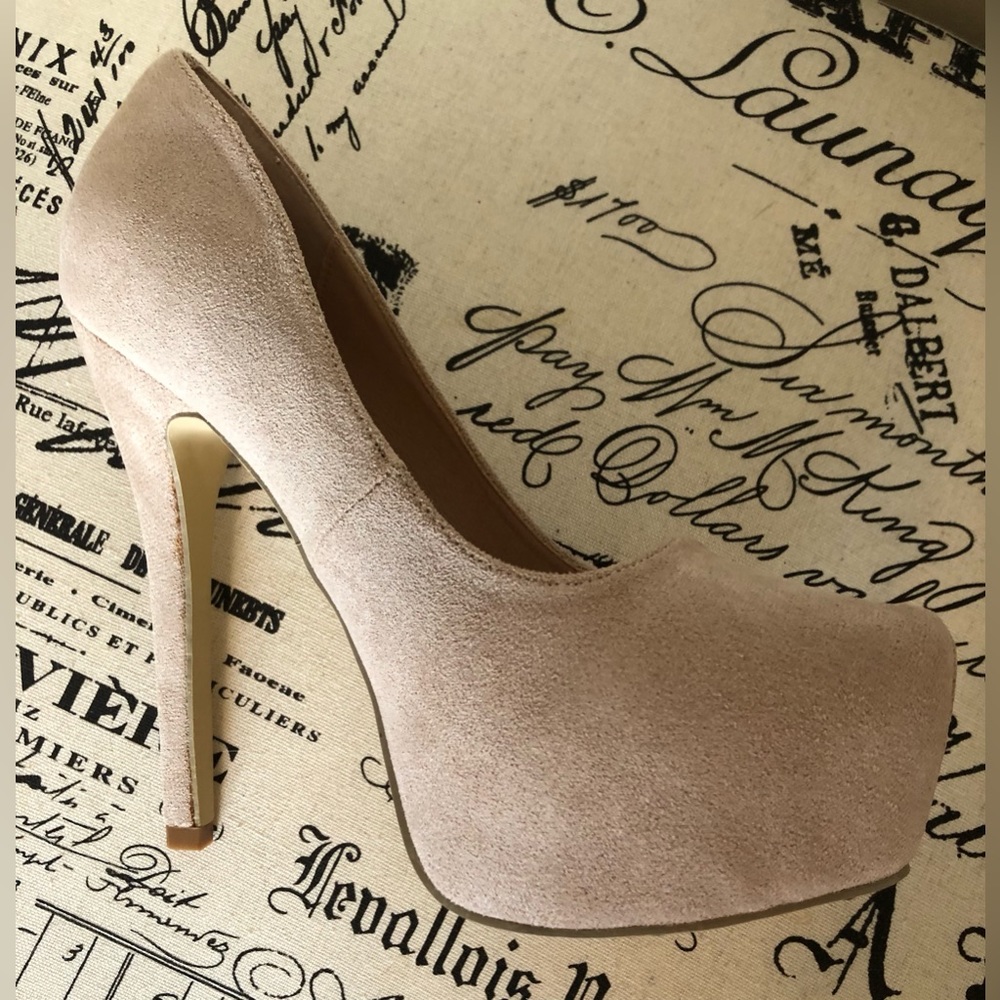 Sizes 6-11; Stiletto; Platform; Redcherry; Vegan Suede; Water Resistant; Apricot - Picture 2 of 8